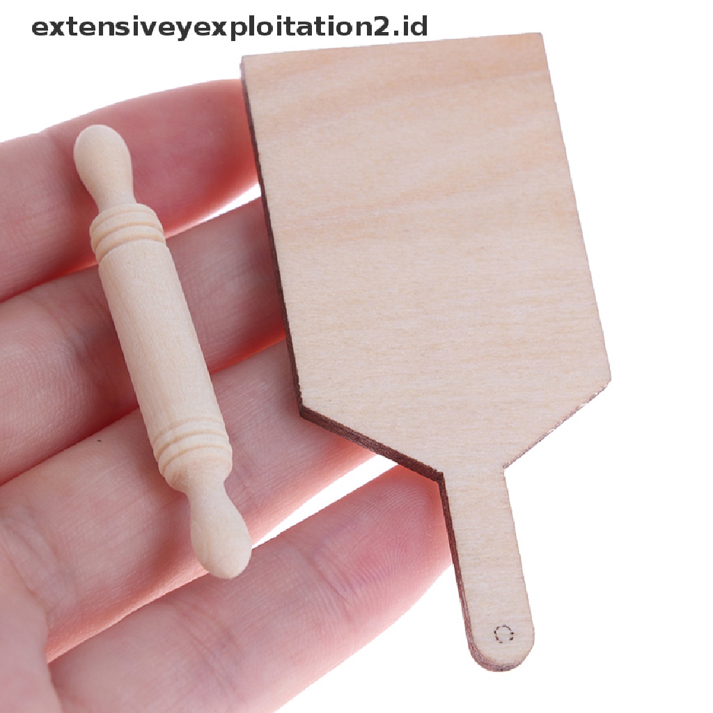 (Hotter) Mainan Miniatur Talenan + Rolling Pin Skala 1: 12 Untuk Aksesoris Dapur Rumah Boneka