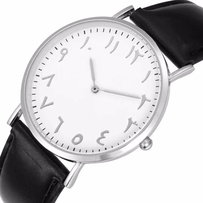 READY Jam Tangan Kulit Angka Arab Islami Watch PU Leather Arabic TERBARU