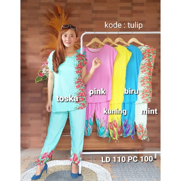 OBRAL PIYAMA RAYON | SETELAN CELANA PANJANG BALI | BABIDOLL RAYON