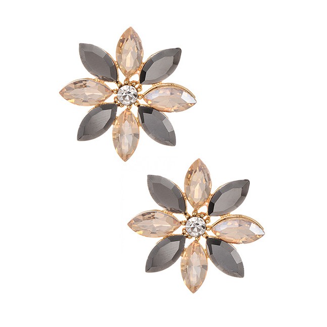 LRC Anting Tusuk Fashion Alloy Diamond Flower Earrings F99898