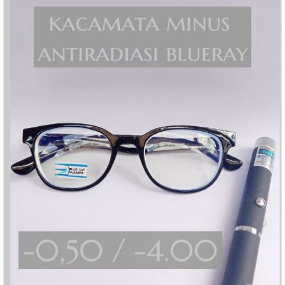 Kacamata Minus Oval Anti Radiasi lensa putih Blueray SPH 3011 BC KP - 0.50 / - 400 TANGKAI LENTUR