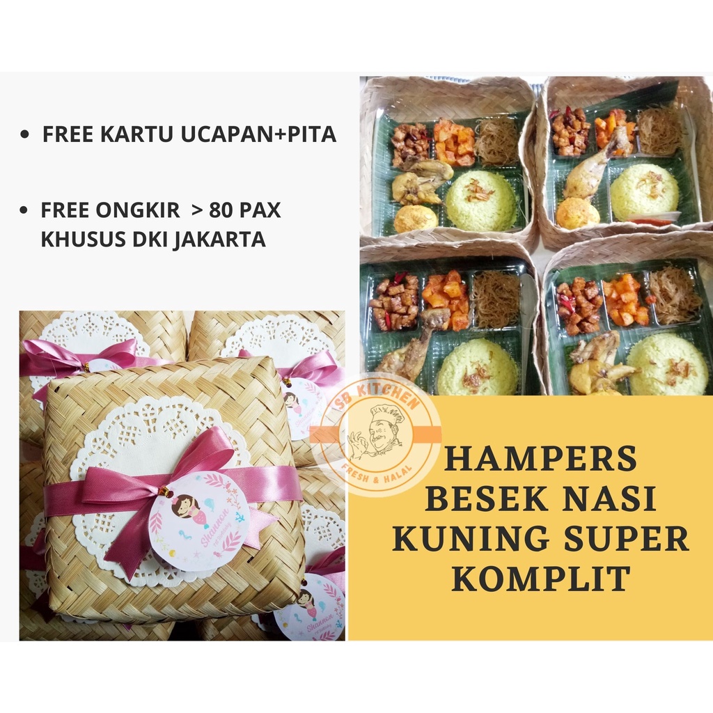 HAMPERS BESEK BAMBU NASI KUNING SUPER KOMPLIT // PAKET NASI KOTAK LEZAT