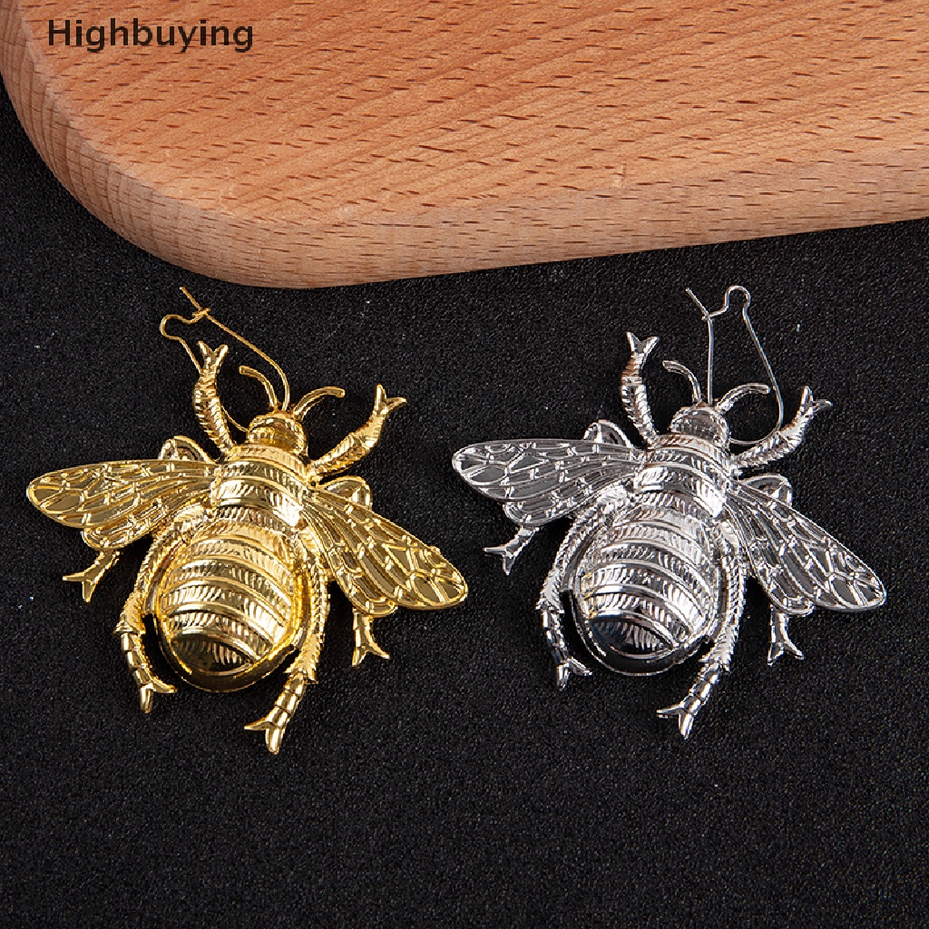 Anting Stud Desain Lebah Bumblebee Besar Warna Silver / Gold Bahan Metal Gaya Retro Minimalis Untuk Wanita Glory