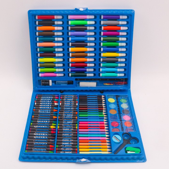 

(DISKON TERMURAH) 150 Pcs Set Alat Menggambar Anak-Anak isi Spidol Cat Air Krayon - Biru
