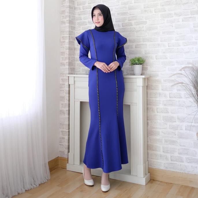 New Gamis Busana Muslim Duyung Scuba Premium Gaun Pesta Murah 6385