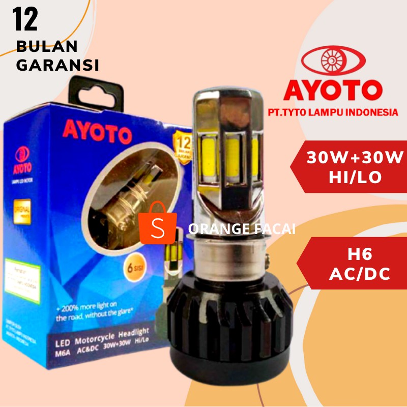 [ ORIGINAL ] Lampu led motor M6A AYOTO 6sisi AC/DC H6(12bulan garansi)