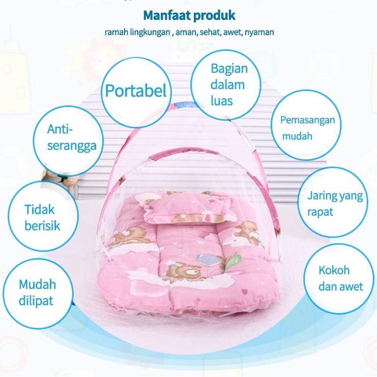 HIPPO LAND kasur Lipat Kelambu Bayi / kasur Kelambu set / tempat tidur bayi beserta kelambu 156-157