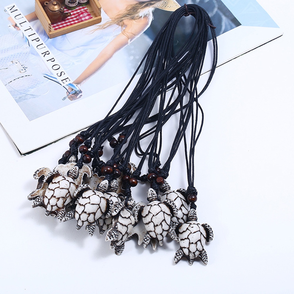 Hu Hu Hu Hu Hu Alat Bantu Pasang Kacamata♡ Kalung Tali Adjustable Dengan Liontin Kura-Kura Bahan Resin Gaya Vintage Untuk Pria