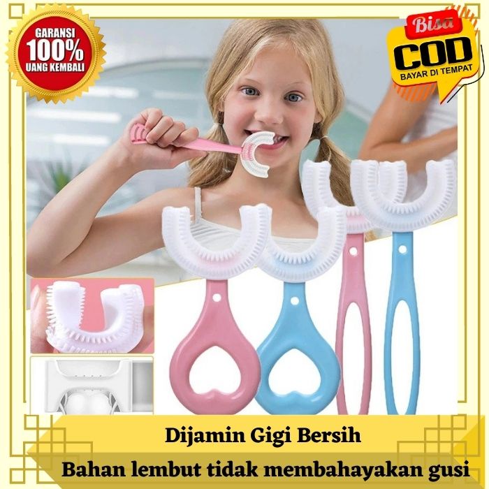 Sikat Gigi Anak Bentuk U Bahan Silikon Training Toothbrush 360° sikat pembersih gigi anak bayi anak 