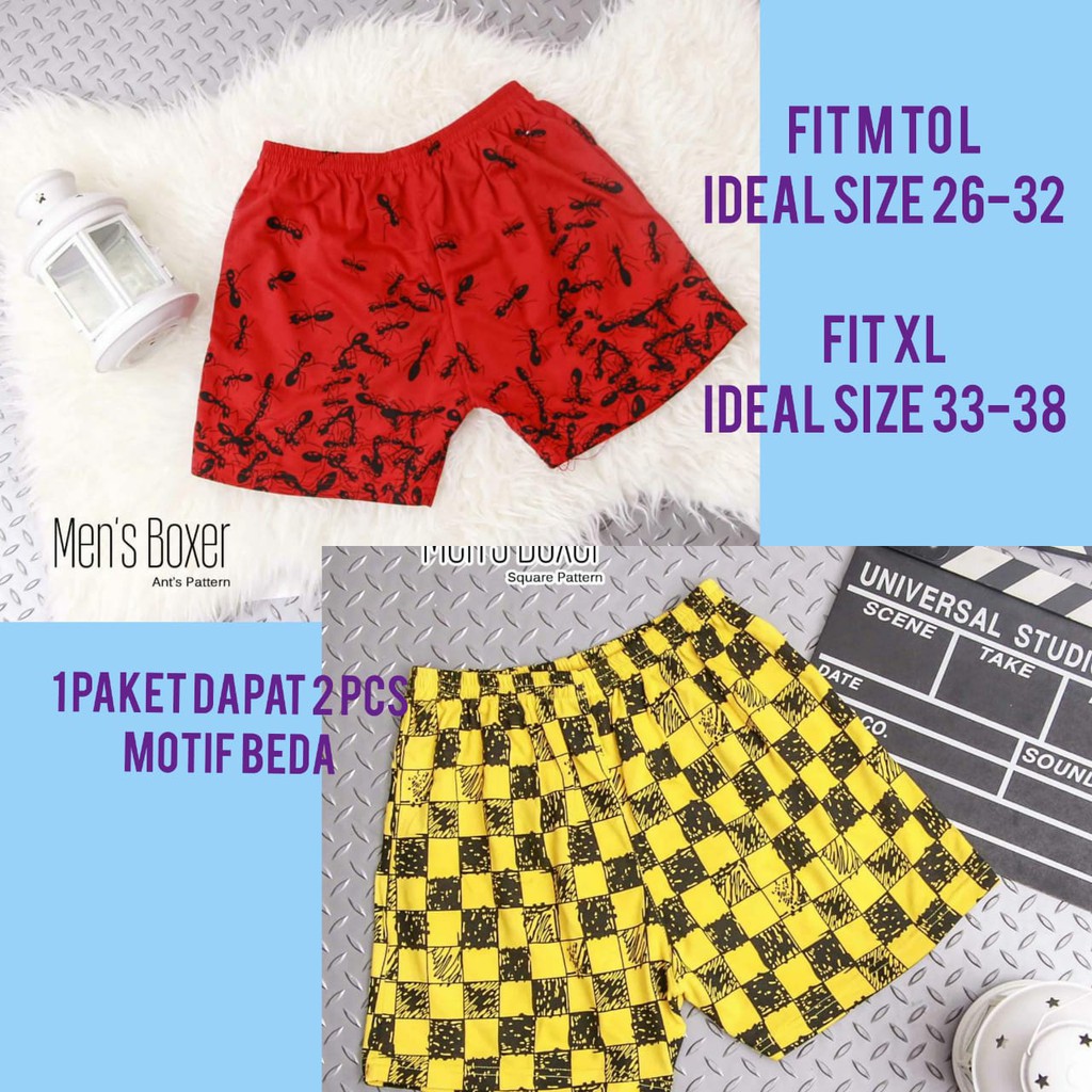 1 PAKET DAPAT 2 PCS / BISA COD / CELANA BOXER PRIA - POLILE781