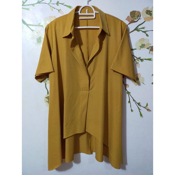 Dress Atasan Kerah Kuning Yellow Bigsize Real Pict Foto Asli Baju Atasan Blouse Batik Kemeja Tanktop
