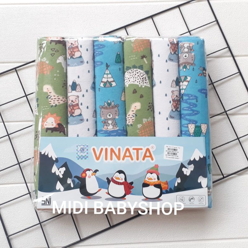 6 Pcs Bedong Bayi Flanel Motif Jumbo Vinata Nia Murah  SNI