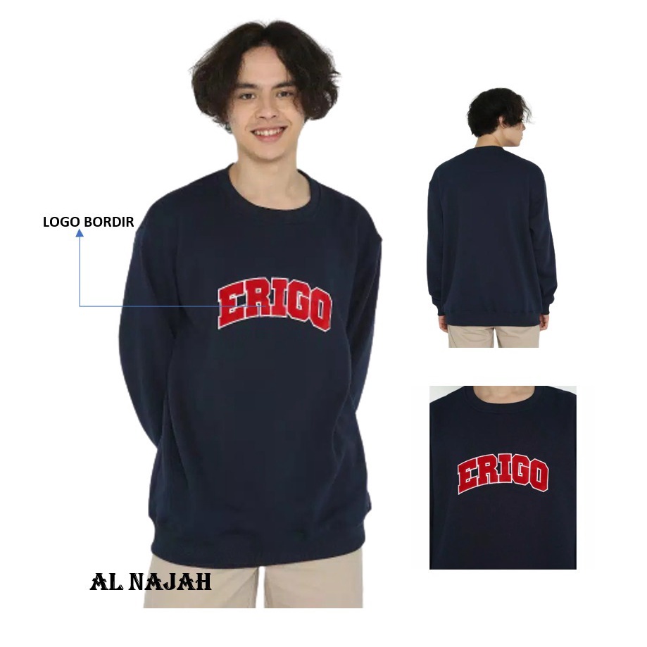 Sasuke.id!!  Sweater Pria Bordir Crewneck Pria Bahan Lembut Krenn / Erigo Crewneck Pria Basick Simple