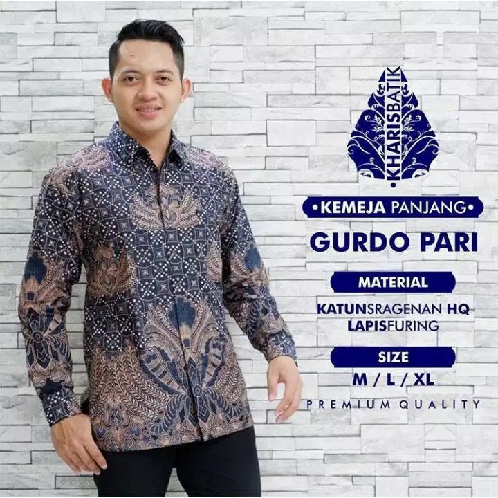 GURDO PARI Atasan Kemeja Batik Pria PREMIUM Lengan Panjang Katun Halus FULL FURING KHARIS