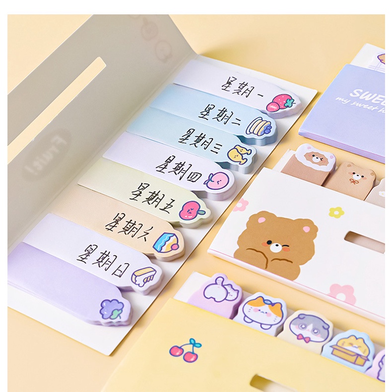 120 Lembar Stiker Memo Pad Sticky Notes Mini Desain Hewan Kawaii Untuk Stationery Sekolah