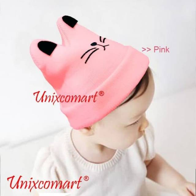 Cat Hat Topi Kupluk Lucu Anak Bayi Bahan Rajut