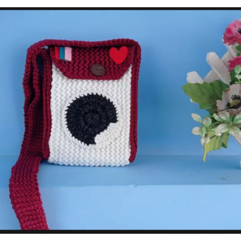 Tas rajut selempang motif ig