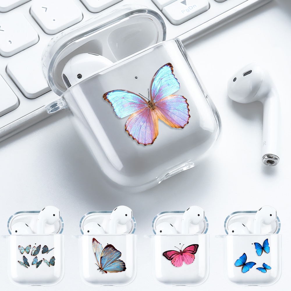 Simple AirPods 1/2 Case Anti-fall Silicone Soft Case Headset Protection Cover Cute Cartoon Butterfly