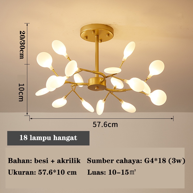 Lampu Hias Gantung Desain Kunangkunang Gaya Modern Antik Untuk Ruang Tamu / Kamar Tidur Termasuk 90w bola lampu