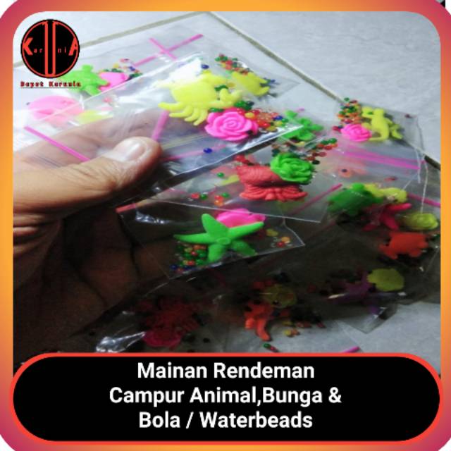 Water Beads / Mainan Rendeman Campur Animal dan Bunga / Waterbeads Animal / Mainan Jadul