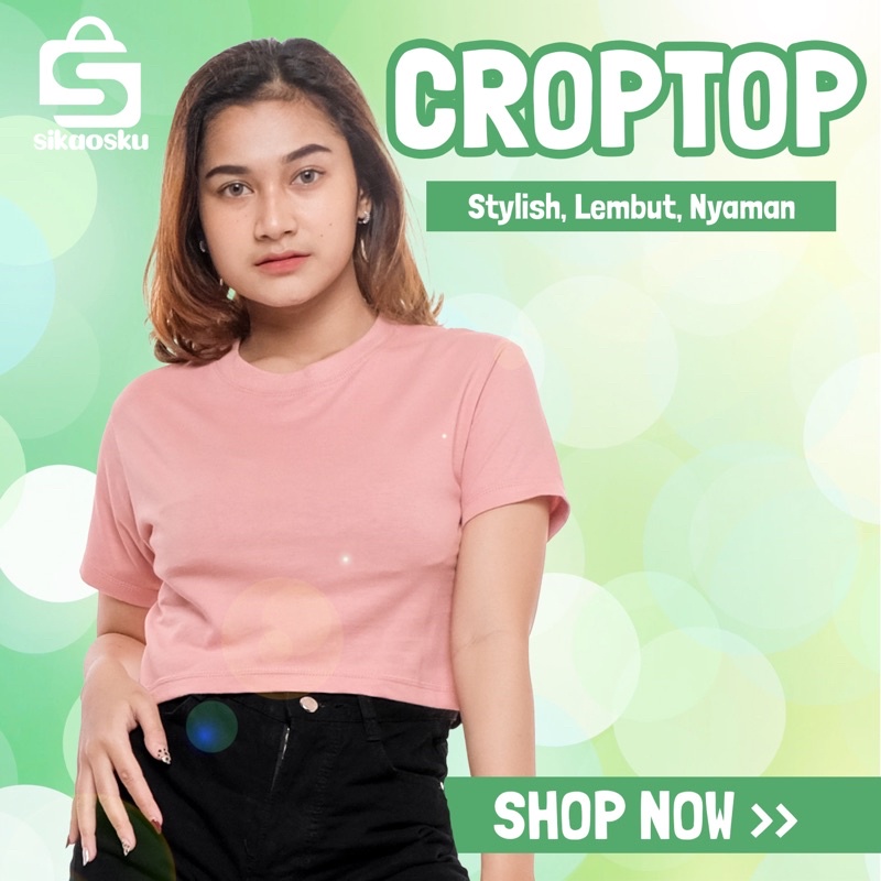 KAOS CROP TOP POLOS TEBAL TIDAK NERAWANG COTTON 20S CROP TEE BAJU WANITA CROPTOP