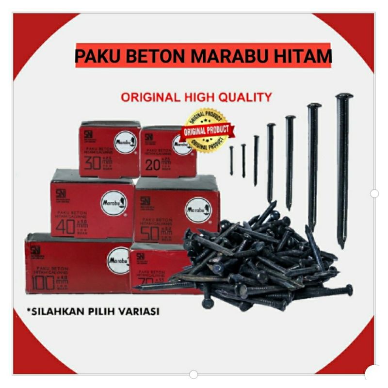 PAKU BETON HITAM MARABU VARIAN 2cm/2,5cm/3cm/4cm/5cm/7cm/10cm HARGA 1BOX