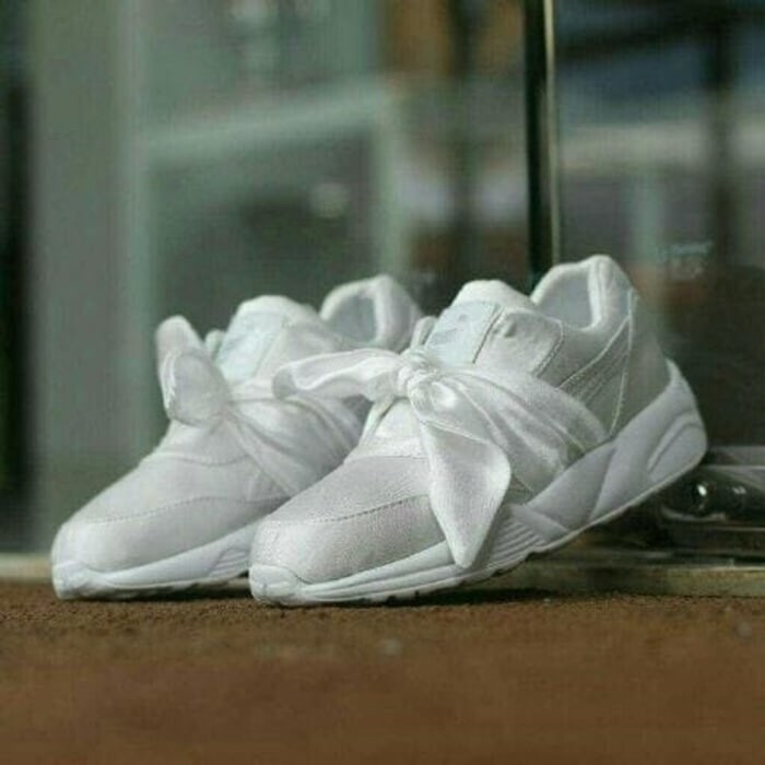 Sepatu sneaker pita PUMA bow wanita putih casual jogging lucu modis gaul