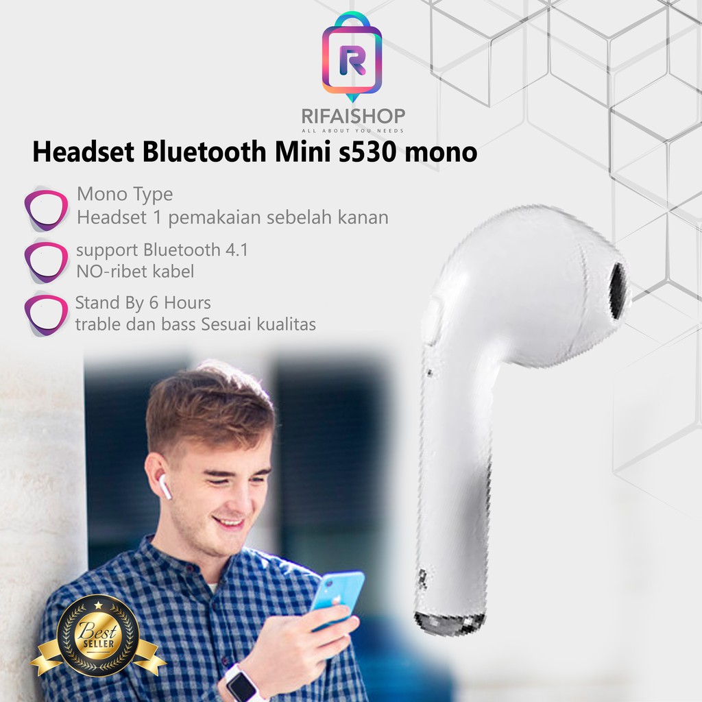 Headset Bluetooth I7 MONO Wireless Hanset Blutut Mono