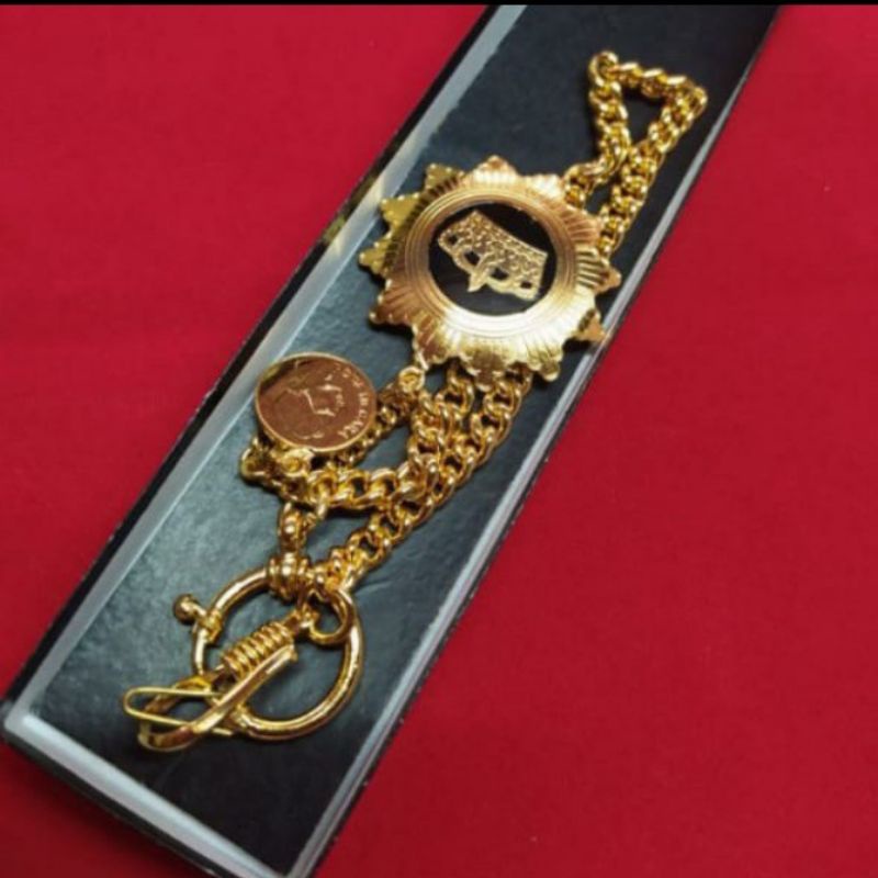 Pin Bros Rantai Beskap Bahan Kuningan Warna Emas Logo Mahkota