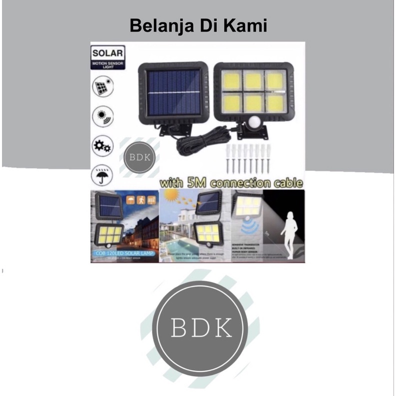 Lampu Tenaga Surya - Lampu Taman Tenaga Surya - Lampu Solar Sensor Gerak - 120 LED Tenaga Surya