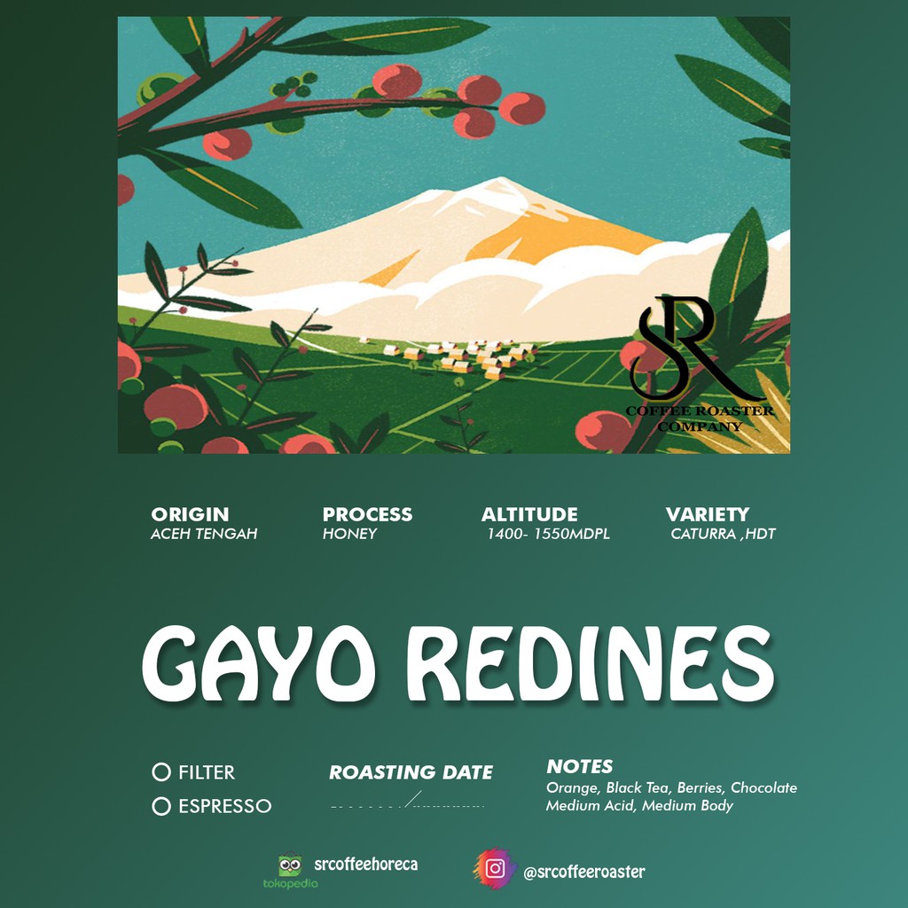 

Kopi Arabika Gayo Redines Honey 200 gr - Arabica Roasted Beans