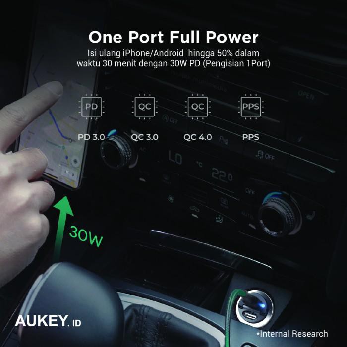 Aukey Car Charger 2 Port Type C 30w PD &amp; QC - 500593 / 500838