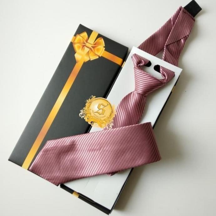 dasi pria import instant langsung pakai warna rose gold pakai perekat