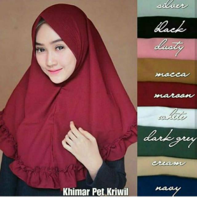 TERMURAH! KHIMAR REMPEL PET BAHAN WOLFISH WARNA LENGKAP UKURAN MENUTUP DADA - GROSIR KERUDUNG JILBAB