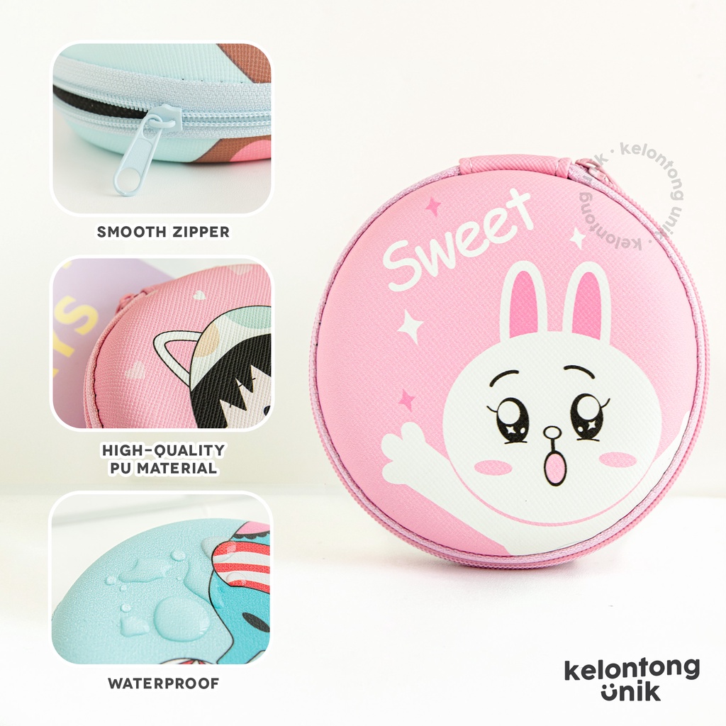 PRINTING BULAT - Dompet Headset Kartun/ Dompet Koin Karakter/ Dompet Kabel Charger