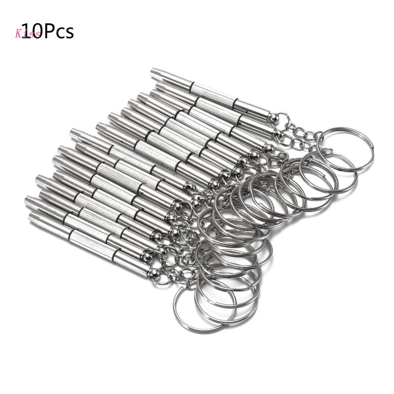 10pcs / Set Obeng Gantungan Kunci Kacamata 3 in 1 Bahan Aluminum Steel