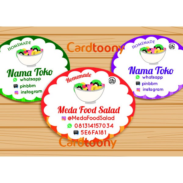  Sticker  stiker  label toko produk makanan  salad buah 