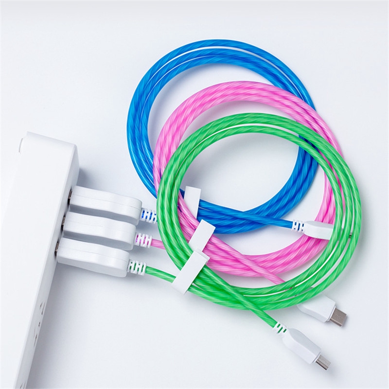 【P&amp;T】1M Micro USB Type-C Smart Charging  Data LED Light-up Flowing Glow USB Sync Cord Charger Cable