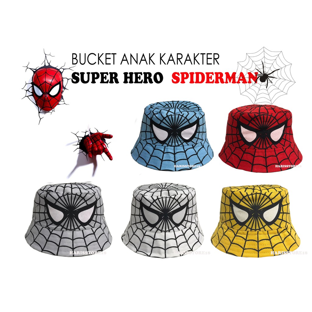 TOPI BUCKET ANAK KARAKTER SUPERHERO ASESORIS ANAK LAKI LAKI &amp; PEREMPUAN