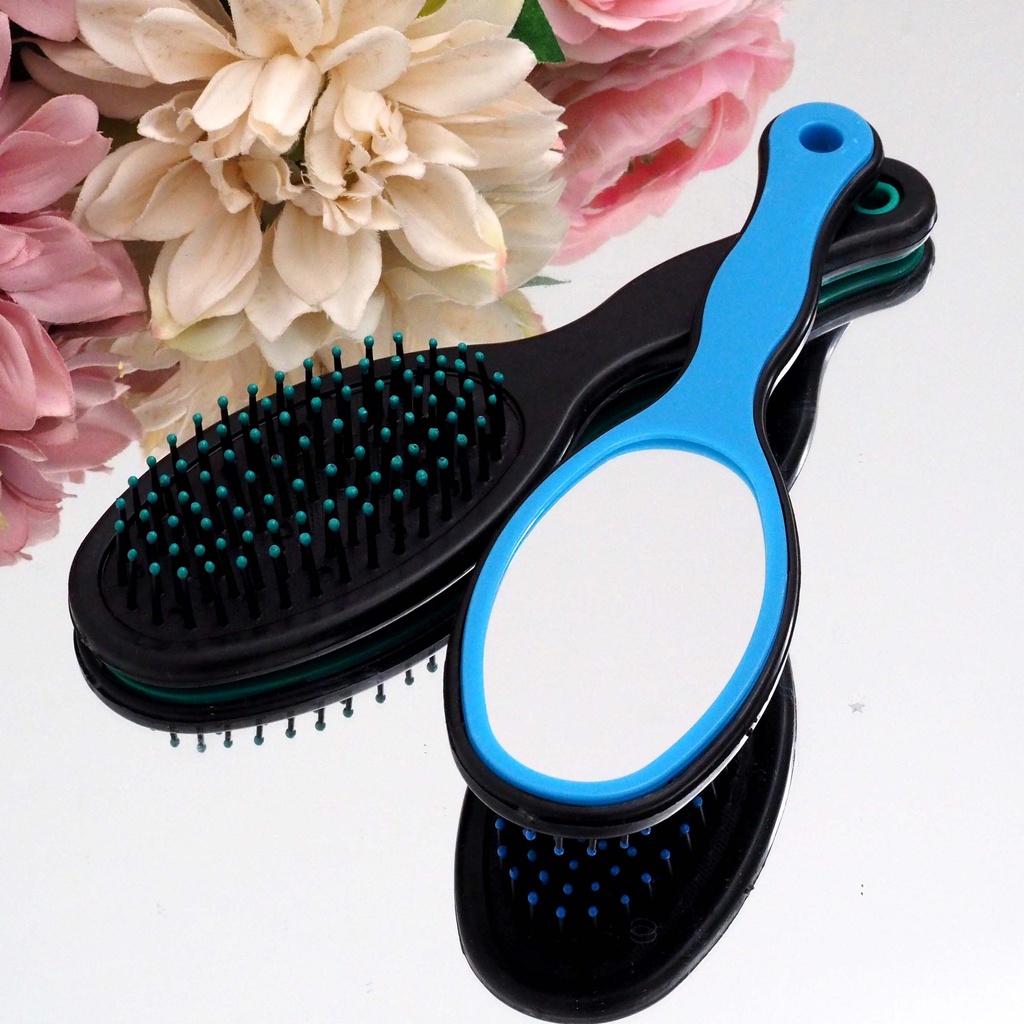 Sisir Cermin 2 Sisi Hitam Oval Blow Comb Style Warna Warni Sisir Rambut Sikat Bagus