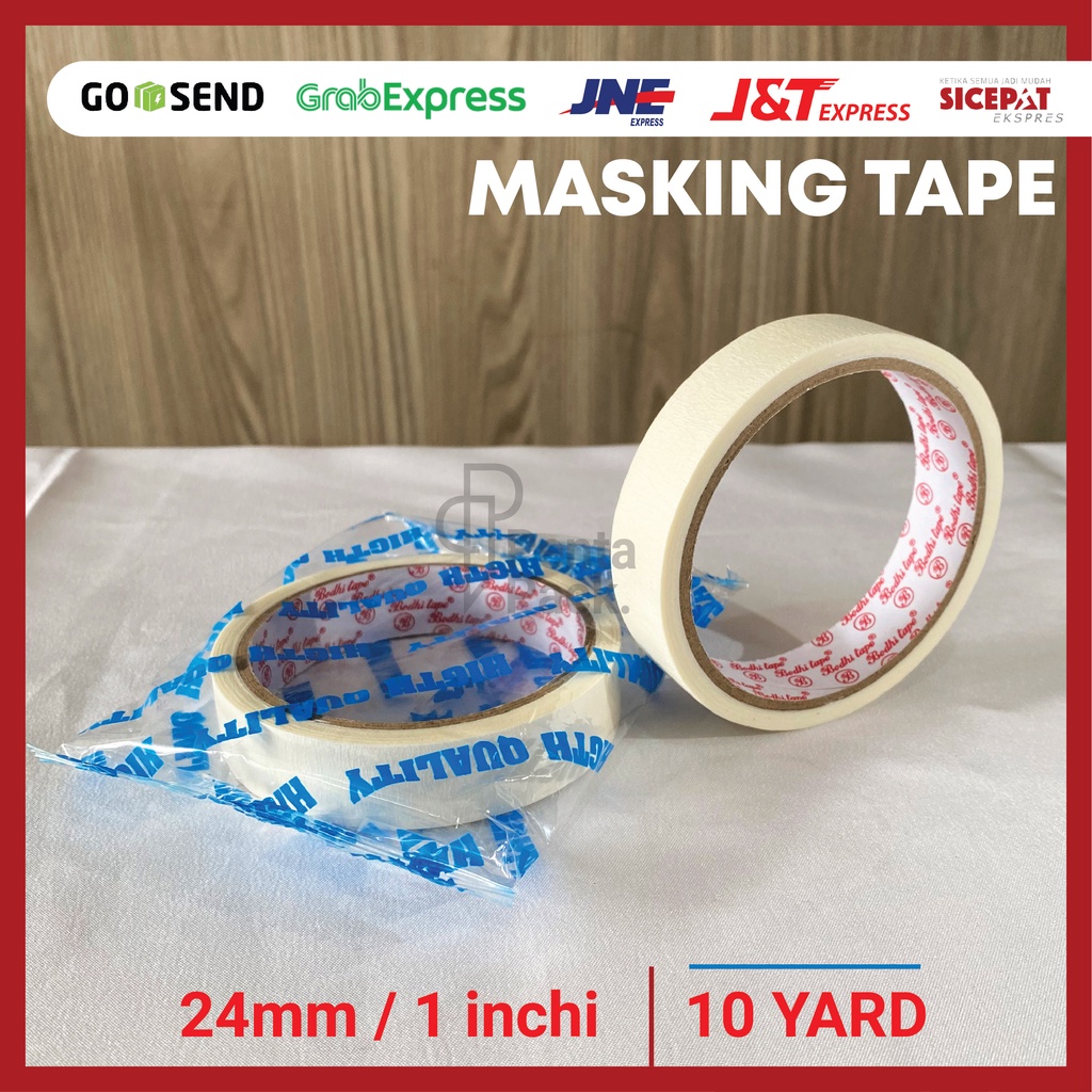 

Lakban Kertas / Masking Tape (T) (24 mm / 1 inchi X 10 yard) BODHI