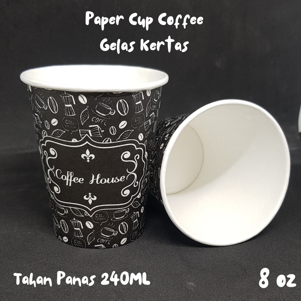 Paper Cup 8oz - Gelas Kertas Kopi Tahan Panas 240ML + Tutup Gelas Starindo