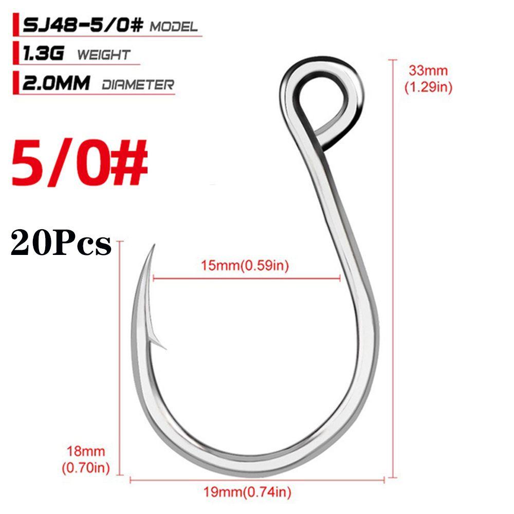 SOLIGHTER 20Pcs Durable Fish Bait Perforated Fly Fishhooks Fishing Hooks Barbed Sharp High Carbon Steel 6#-11/0# FishHook