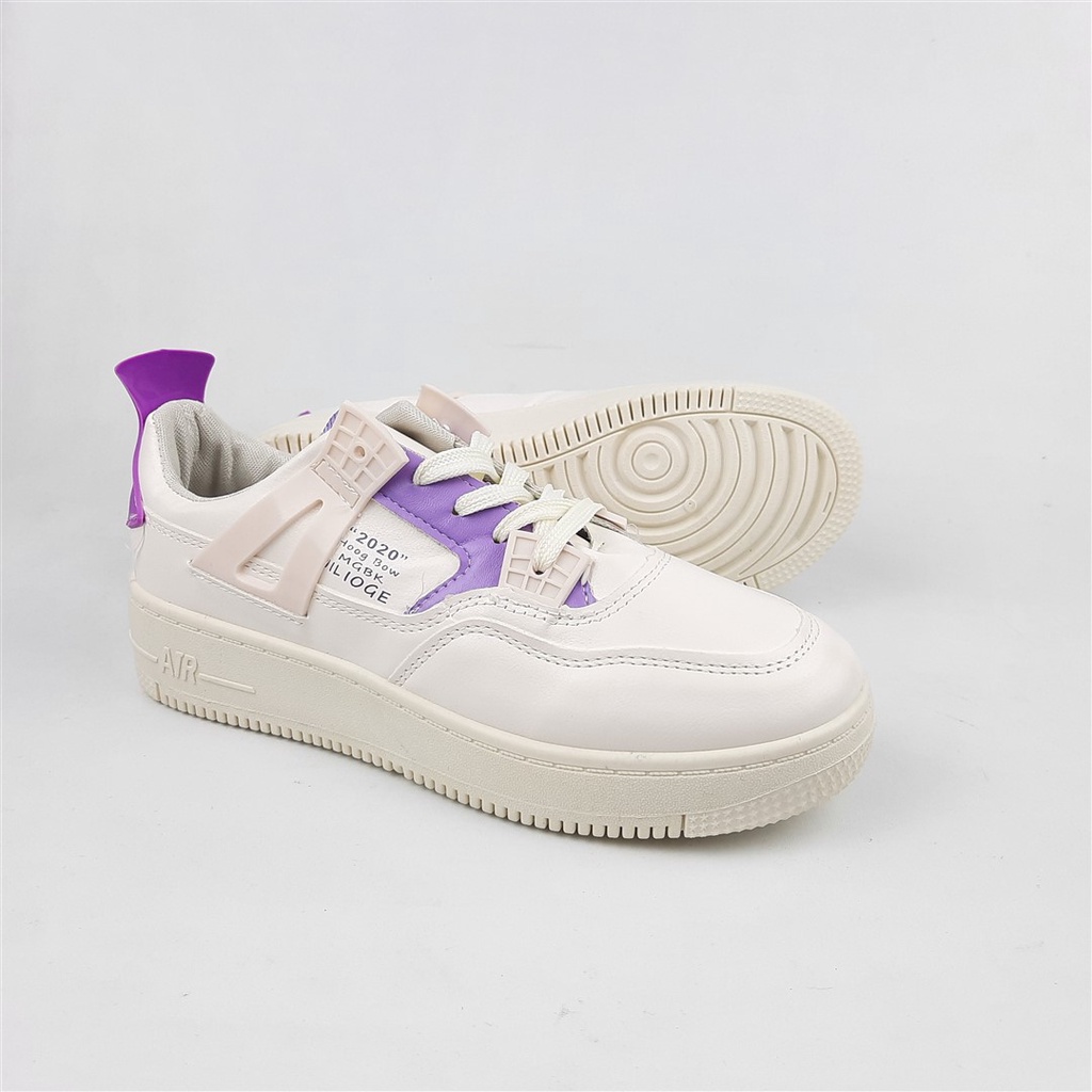 Sepatu sneakers wanita  all white purple Alea kae Th.22.Alba 36-40