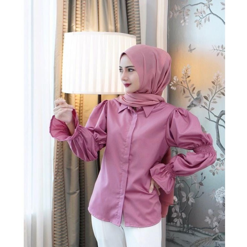 Dinara top - ANDIN ALDEBARAN REGINA TOP BLOUSE FULL KANCING LENGAN KERUT / LENGAN BALON / LENGAN TEROMPET