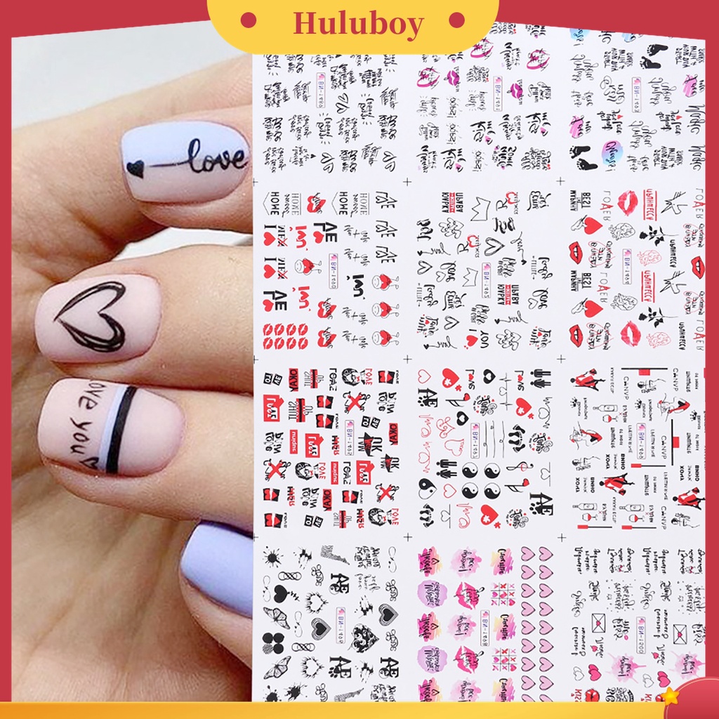 Huluboy Huluboy♡ 1 Lembar Stiker Kuku Motif Hati Untuk Salon Kecantikan