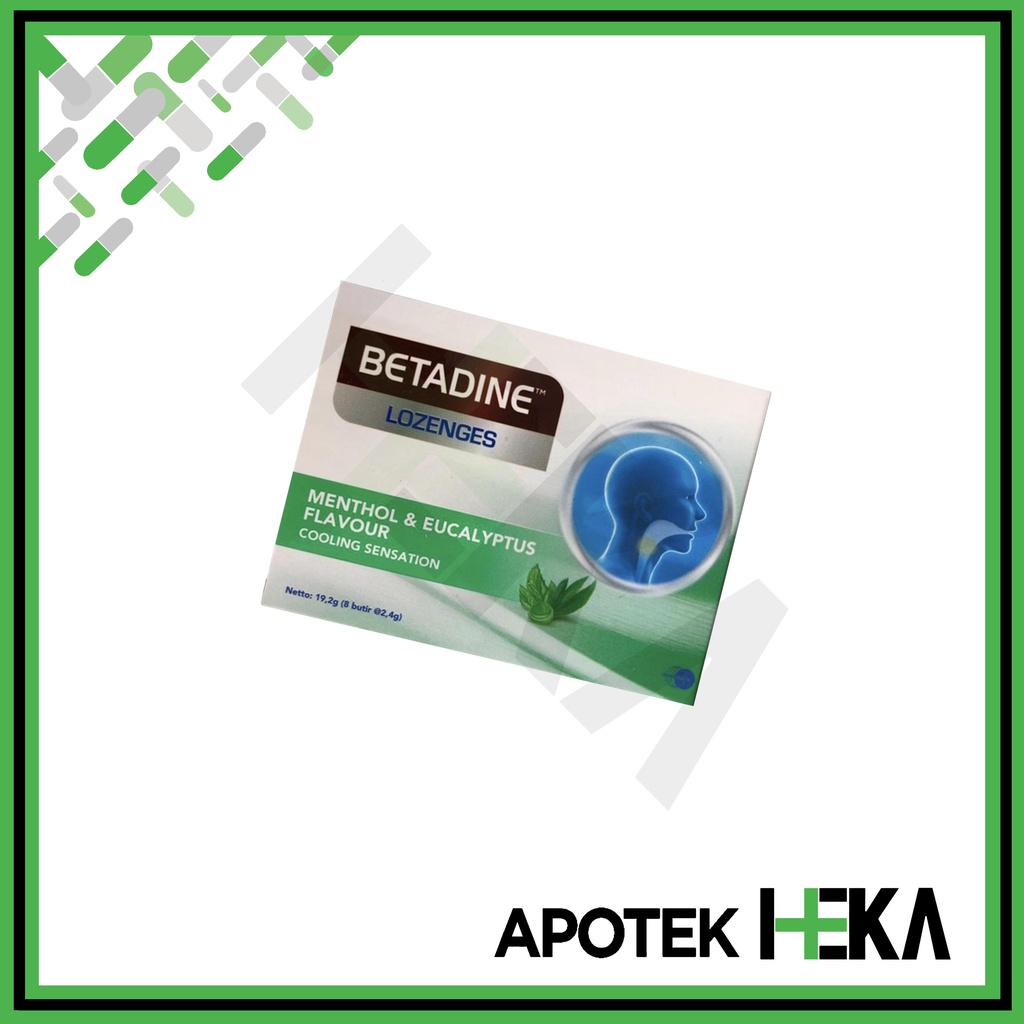 Betadine Lozenges Menthol &amp; Eucalyptus Sakit Tenggorokan Box 8 Tablet (SEMARANG)