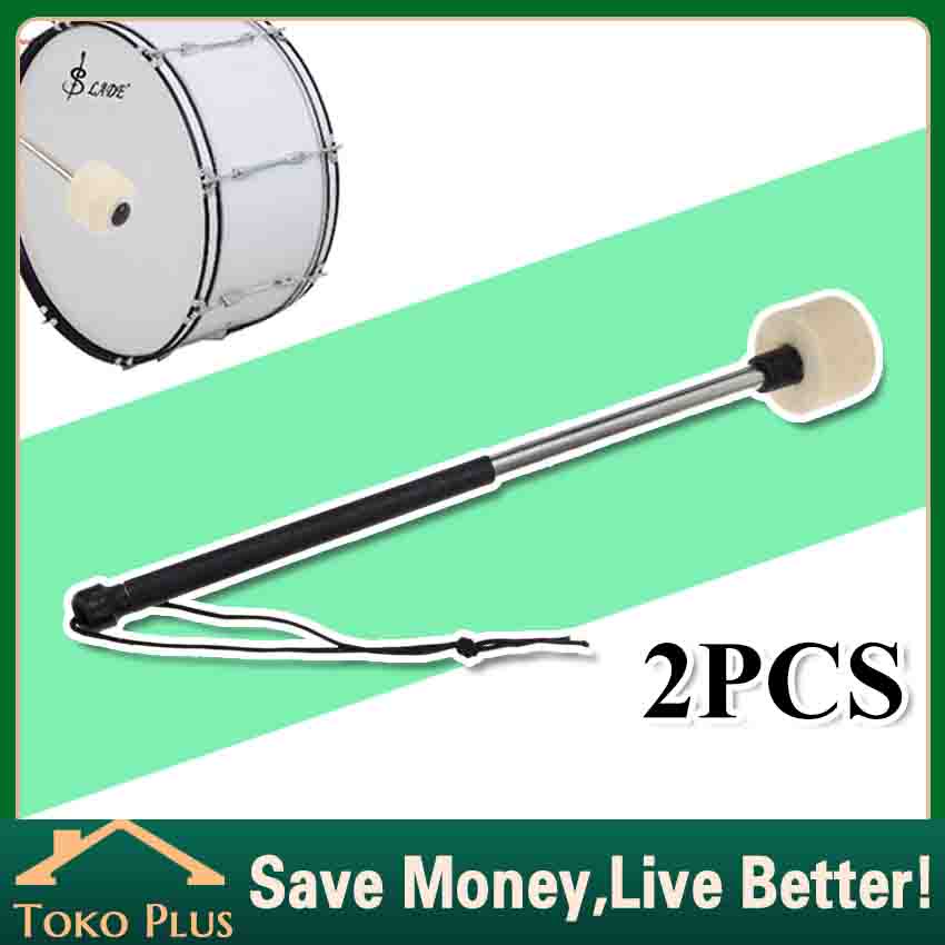 ( 2 biji )Stik Bass Drum Band Stenlis Stik Bas Hadroh Sepasang Bass Drum Mallet Felt Head Percussion