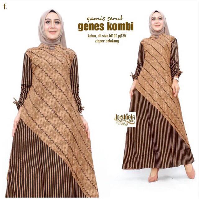 Gamis Serut Genes Kombi Gamis Batik Sogan Cantik Batik Gamis Modern Bagus Keren Syari Seragaman