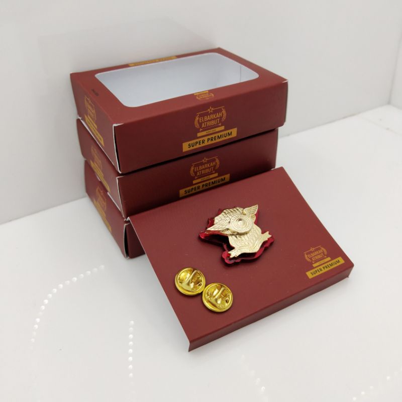 PIN DIKJUR POLRI DENGAN AKRILIK MERAH GOLD PLATED SUPER PREMIUM